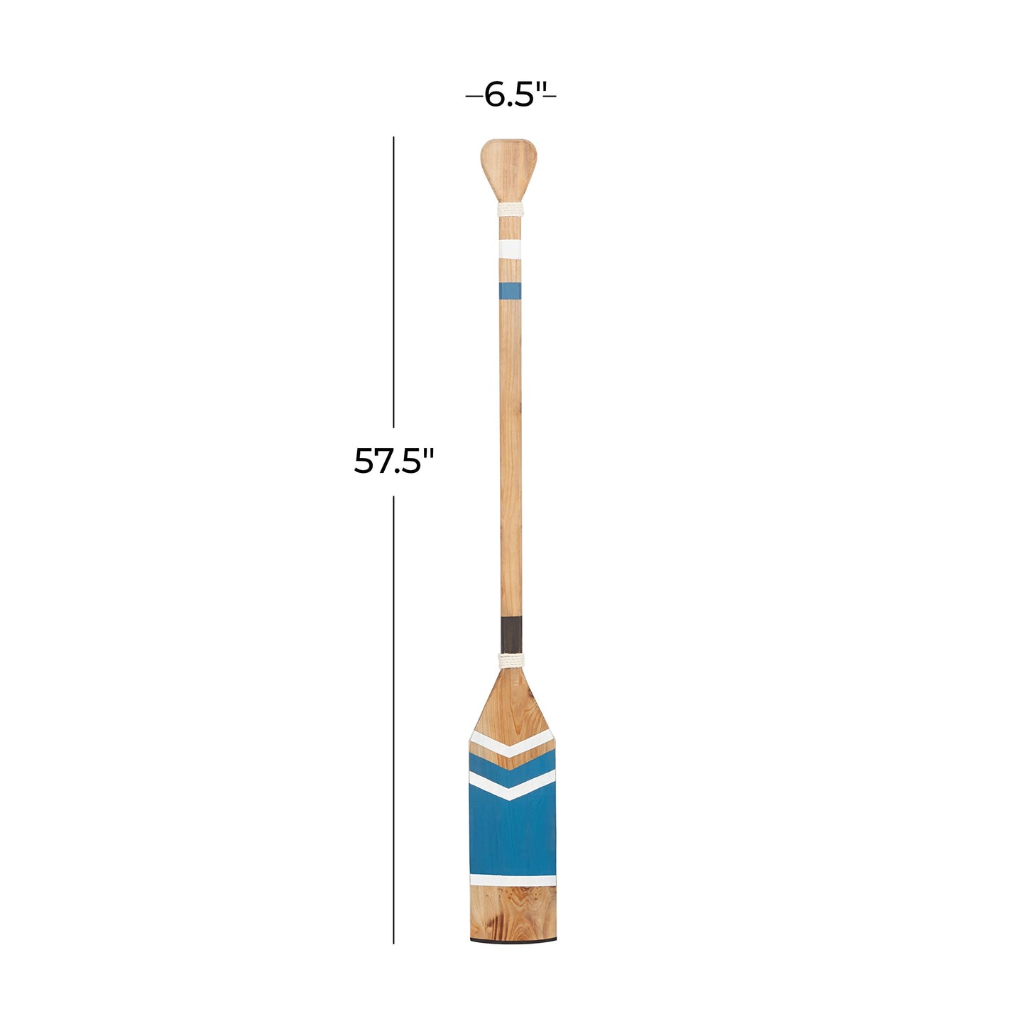 Deco 79 Wood Paddle Home Wall Decor Novelty Canoe Oar Wall Sculpture with Arrow Design and Rope Detail, Wall Art 7" x 2" x 58", Blue