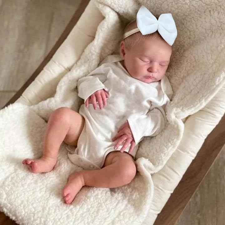KSBD Reborn Baby Dolls - 20 Inch Lifelike Newborn Baby Doll, Realistic Baby Doll with Advanced Painted Veins, Look Real Sleeping Girl Baby Doll with Soft Cloth Body for Kid Age 3+ Laura