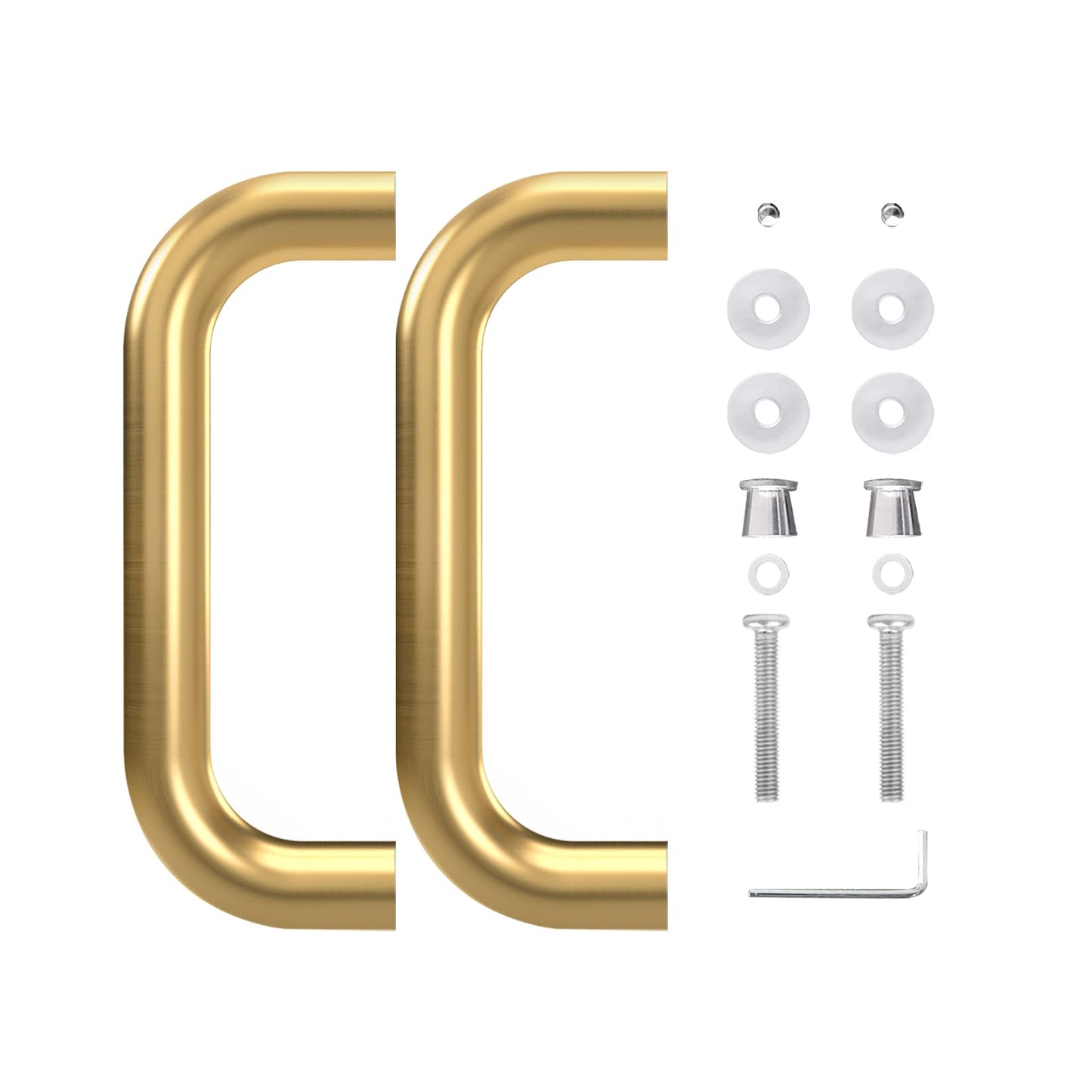 CKB 6" Shower Door Handle, Shower Glass Door Pull Back to Back Handle Compatible with 1/4" to 1/2" Thickness Glass for Frameless Shower Doors, Satin Gold with 304 Stainless Steel
