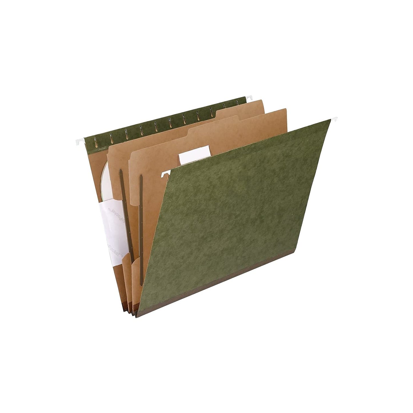 Pendaflex PFX59254 SureHook Reinforced Hanging Folder, 2 Dividers, Letter, 1/5 Tab, Green (Box of 10)
