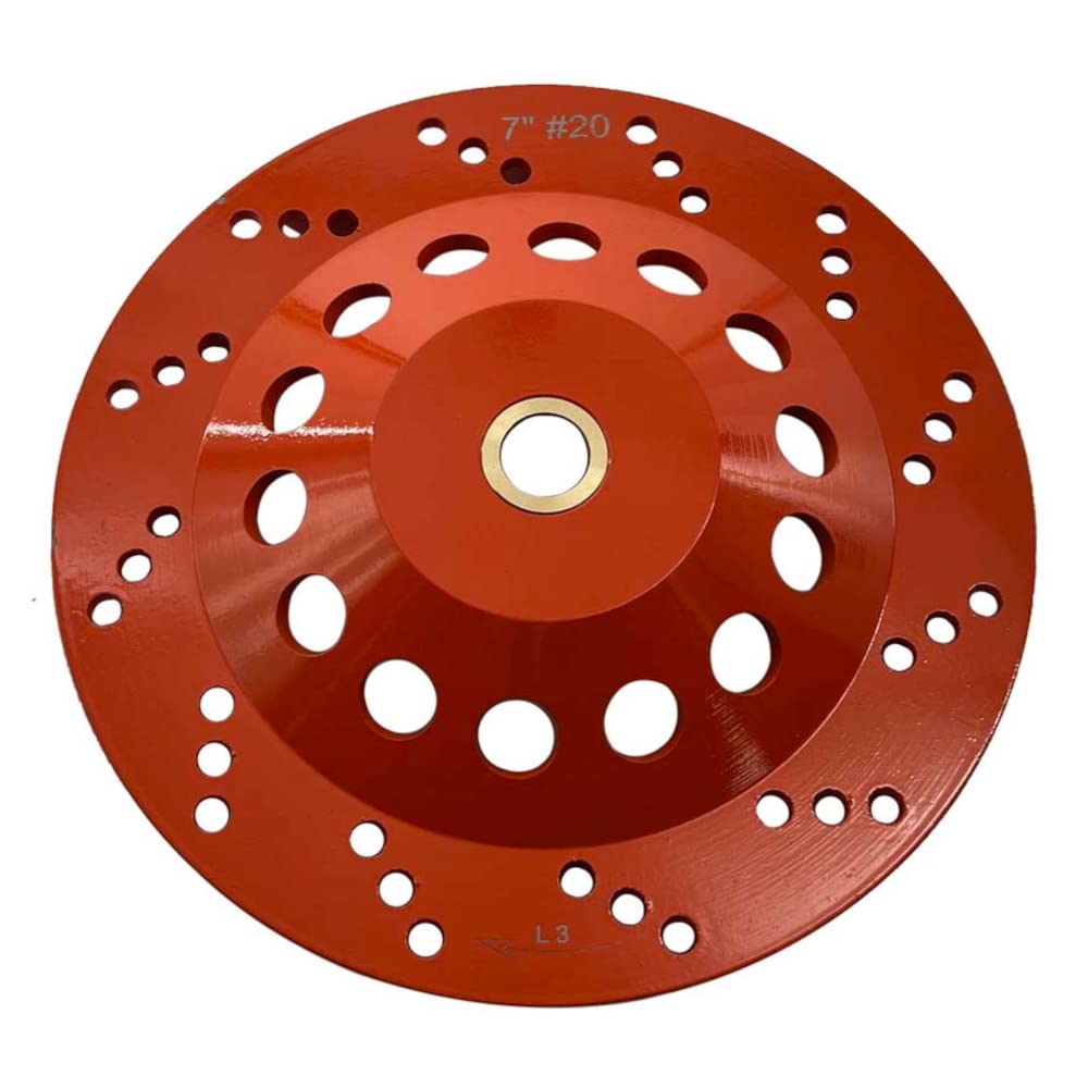 7" High Performance Diamond Grinding Wheels for Aggressive Concrete, Paint, Epoxy, Mastic & Coating Removal, #20/25 Grit, 24 Segments, 7/8"-5/8" Non-Threaded Arbor