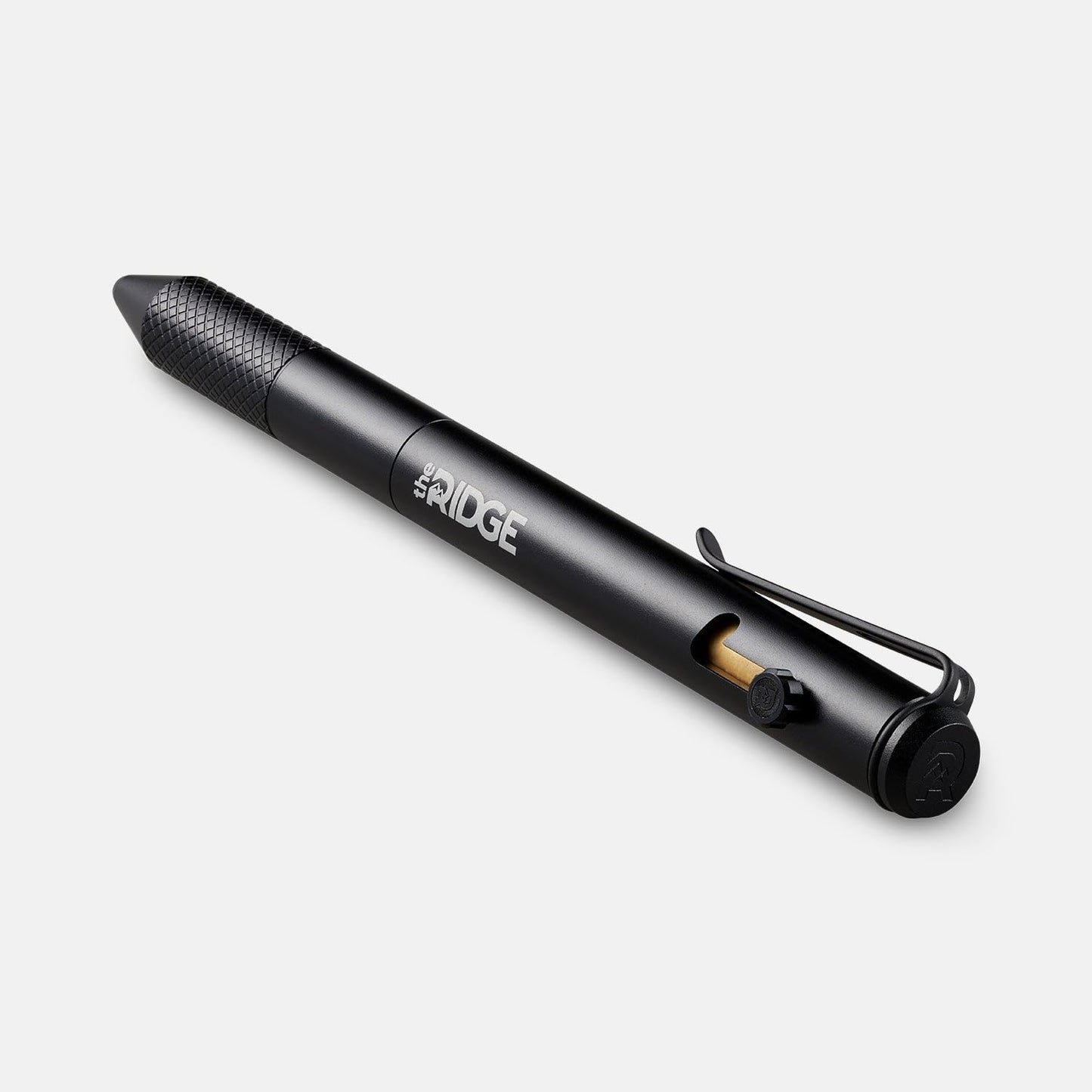 The Ridge Bolt Action Ballpoint Pen | Metal Retractable Compact Writing Instrument | Textured Grip & Internal Pressurized Refill | Royal Black