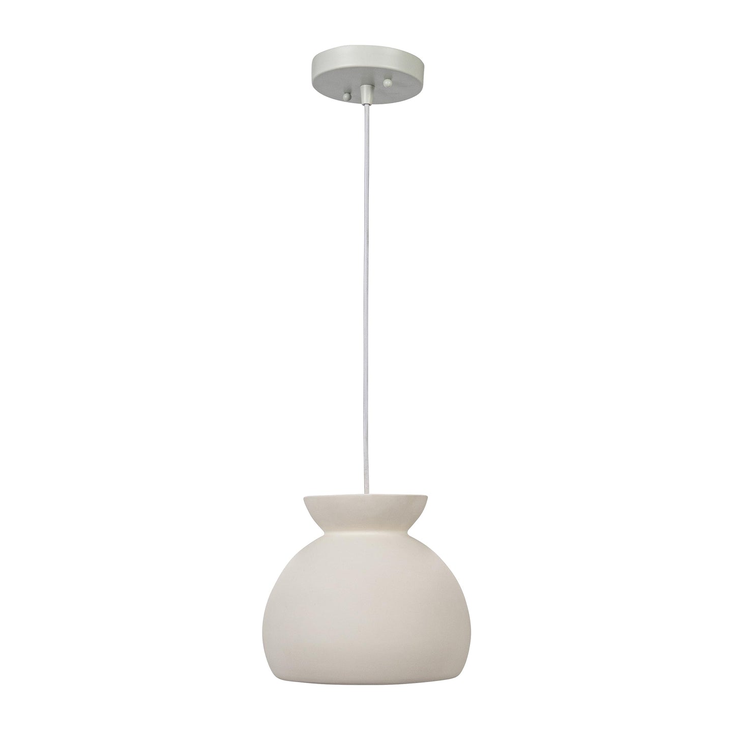 Robert Stevenson Lighting Sienna - Boho Ceramic Ceiling Light with White Fabric Cord, Matte White