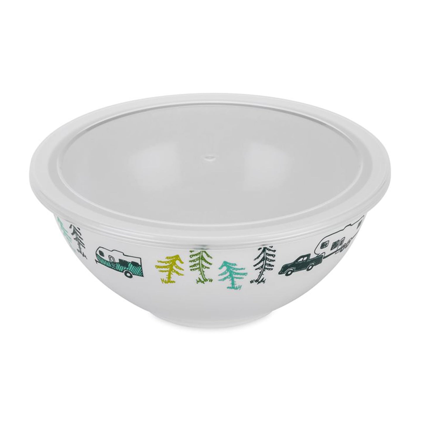Camco Life is Better at The Campsite Nesting Bowl Set, Includes (4) Durable Melamine Bowls with (4) Plastic Lids Suitable for On-The-Go Lifestyles