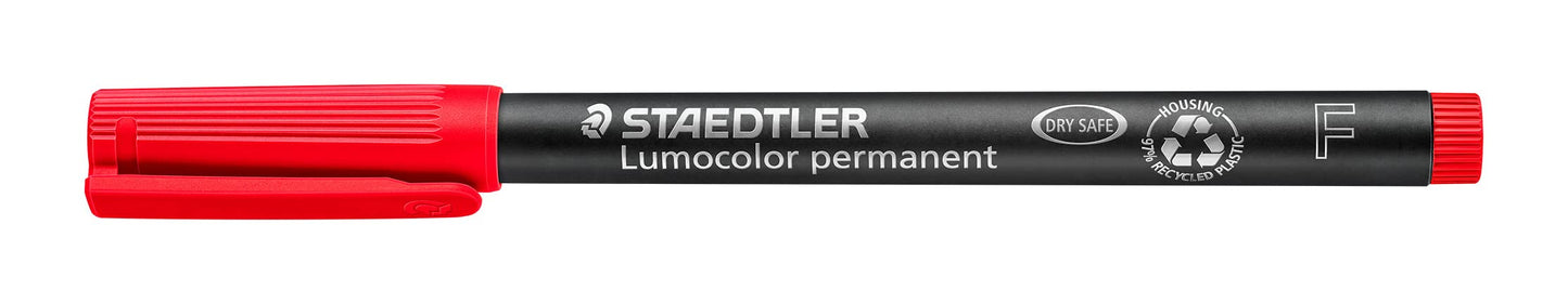 STAEDTLER 318-2 Lumocolor Universal Permanent Fine Pens - Red, Pack of 10 (318-2 VE)