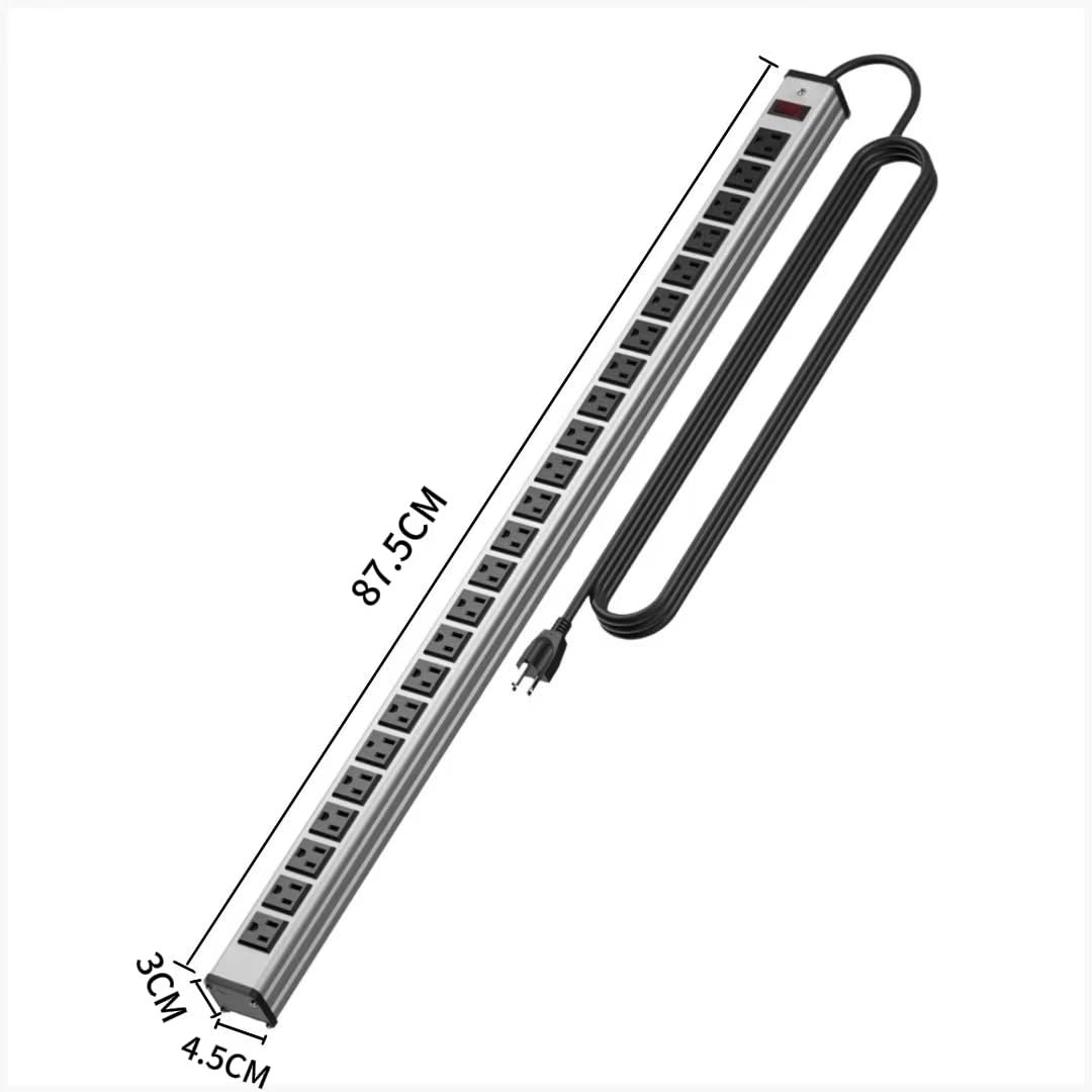 24 Outlets Extra Long Power Strip,Heavy Duty Metal Socket Power Strip,Metal Power Strip with 15-Foot Extension Power Cord,ETL Certified