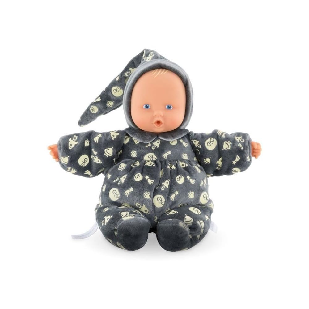 Corolle 9000020120 - Mon Doudou Babipouce Glow in The Dark, Glow in The Dark, Extra Soft Cuddly Doll with Vanilla Fragrance, Washable, 28 cm, Keeps Thumb in Mouth