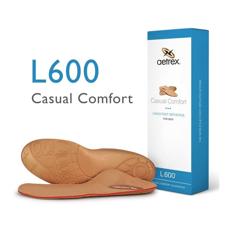 Aetrex Men's L600 Orthotics Shoe Inserts for Walking All Day Insoles Men - Memory Foam Shoe Inserts Step Comfortably with Shoe Insoles