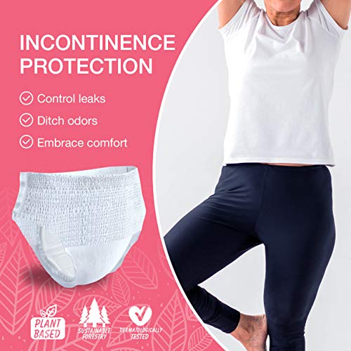 Veeda Natural Adult Incontinence Underwear for Women - Postpartum Underwear for Bladder Leakage Protection - Disposable Underwear with Maximum Absorbency - Extra Large Size - 34 Count