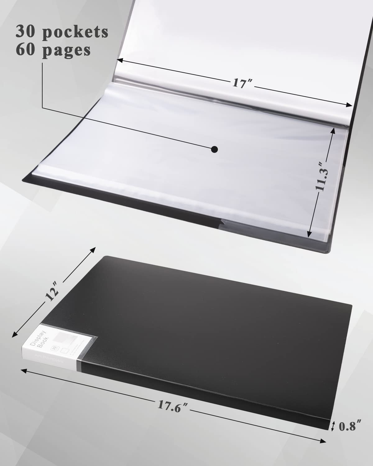 Art Portfolio 4 Packs Portfolio Folder with Plastic Sleeves Presentation Book with Sheet Protectors 11"x17" 30 Pockets 60 Pages Capacity