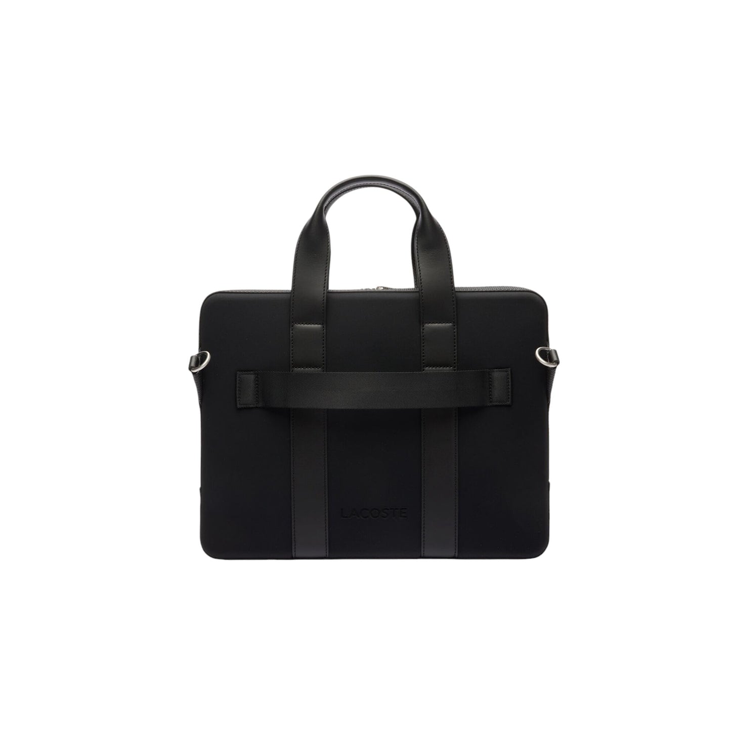 Lacoste Men's Chantaco Pique Leather Computer Bag, Black, One Size