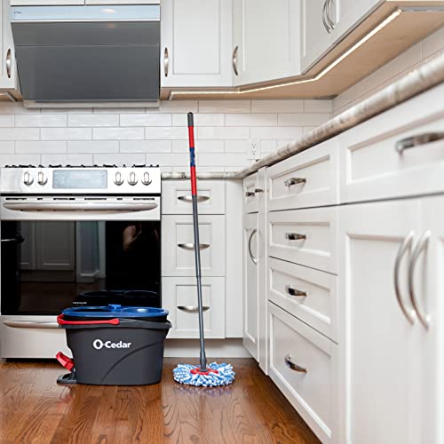 O-Cedar RinseClean Spin Mop & Bucket System + 2 Extra Mop Heads| Clean with Water | Removes 99% of Bacteria Plastic