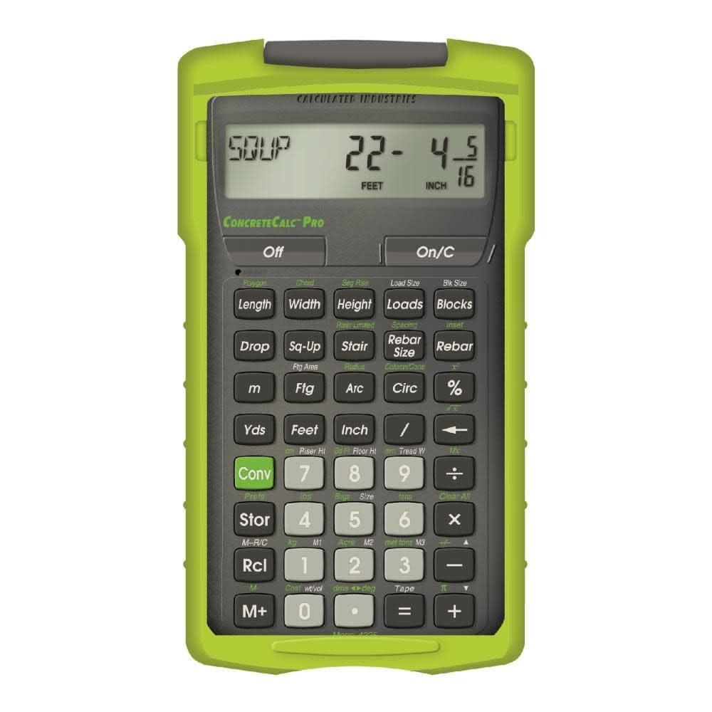Calculated Industries 4225 ConcreteCalc Pro Advanced Feet-Inch-Fraction, Metric Construction-Math Calculator Tool for Concrete, Masonry, Paving Contractors and Estimators