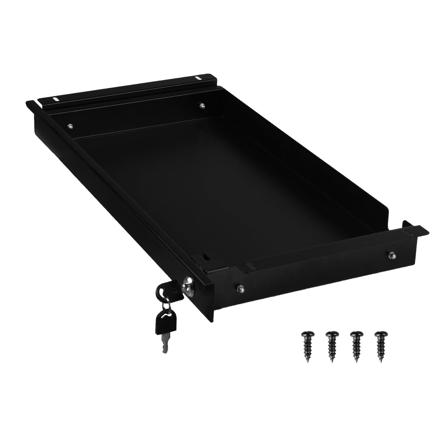 Frassie 17 Inch Under Desk Pull-Out Drawer with Lock Office Mounted Sliding Metal Pencil Drawer for Standing Desk