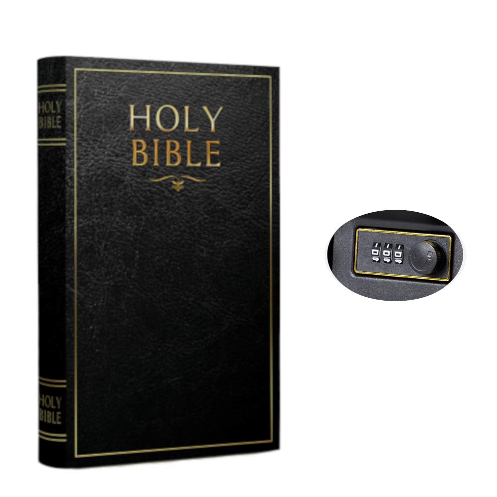 Hidden Safe Book Safe with Combination Lock - Diversion Safe, Secret Storage, Fake Book Box, Small Safe Box for Cash and Money - Book Safe Lock Box - Hidden Safes in Plain Sight (Bible) (X-Large)