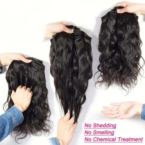 Beautymoon Brazilian Human Hair Weave 3 Bundles Body Wave 12 14 16 Inch 100% Unprocessed Virgin Hair Extensions Tangle-Free Natural Color for Black Women
