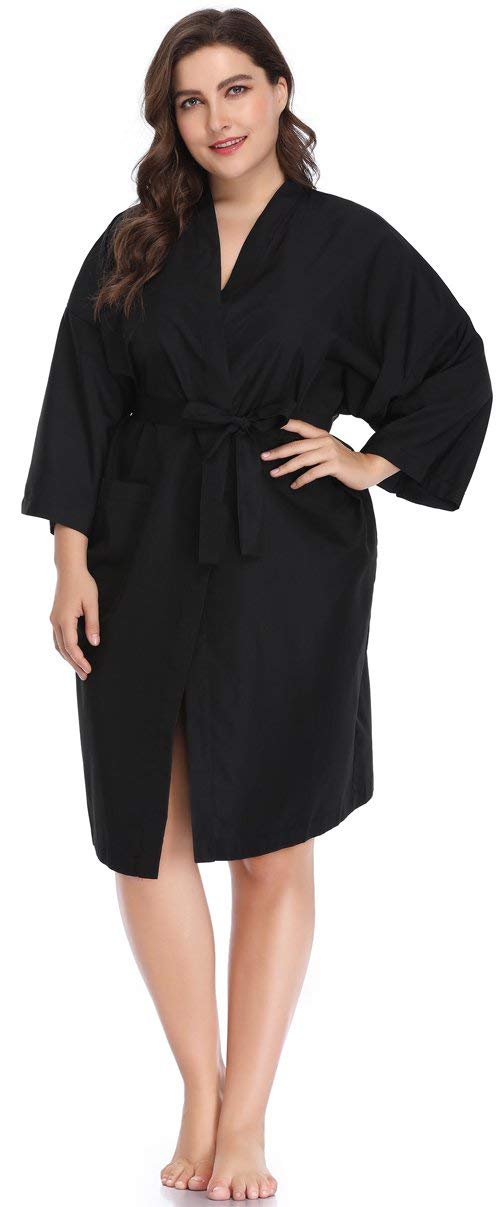 PERFEHAIR Salon Robes Smock for Clients, Pack of 4, Hair Salon Client Gown Cape, Black