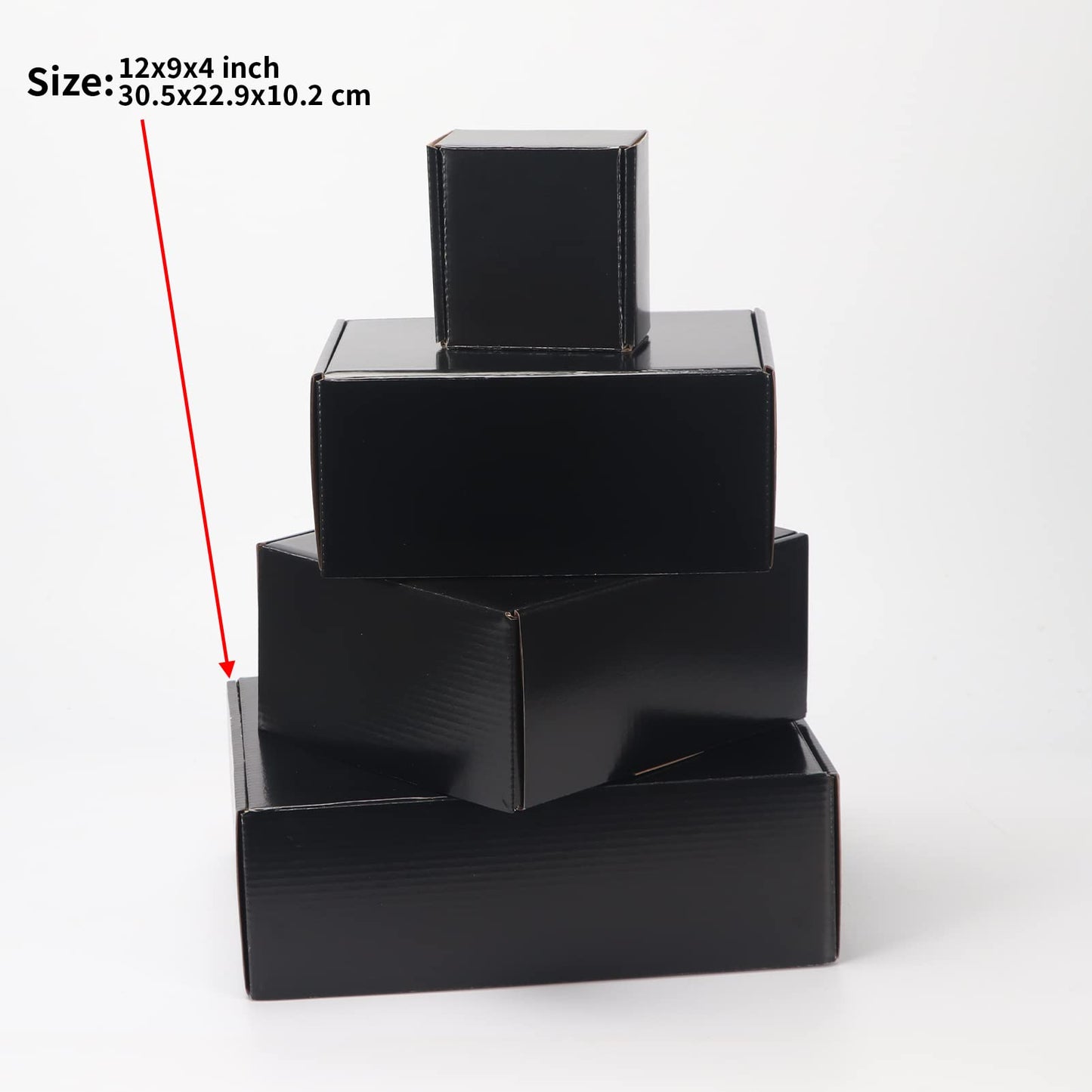 EXYGLO Shipping Cardboard Boxes for Small Business, Packing and Mailing, 12x9x4 - Pack of 20, Black