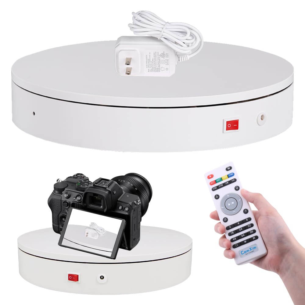 ComXim 12.6In/32cm Rotating Platform, 350lbs Capacity Motorized Electric Turntable, Heavy Duty Motorized Rotating base, Large Motorized Rotating Display Stand,Photography Turntable with Remote