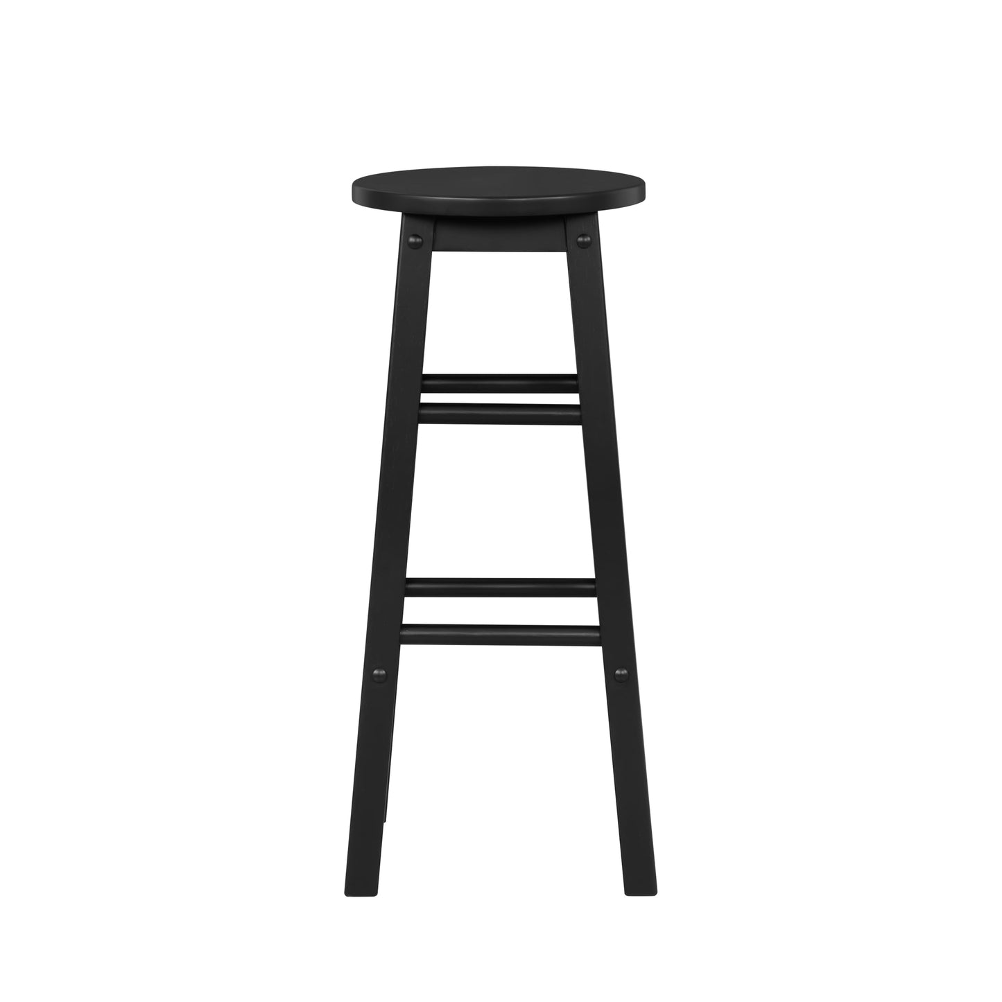 Linon Zeke Black Solid Wood Backless Round Barstool with 29 inch Seat Height