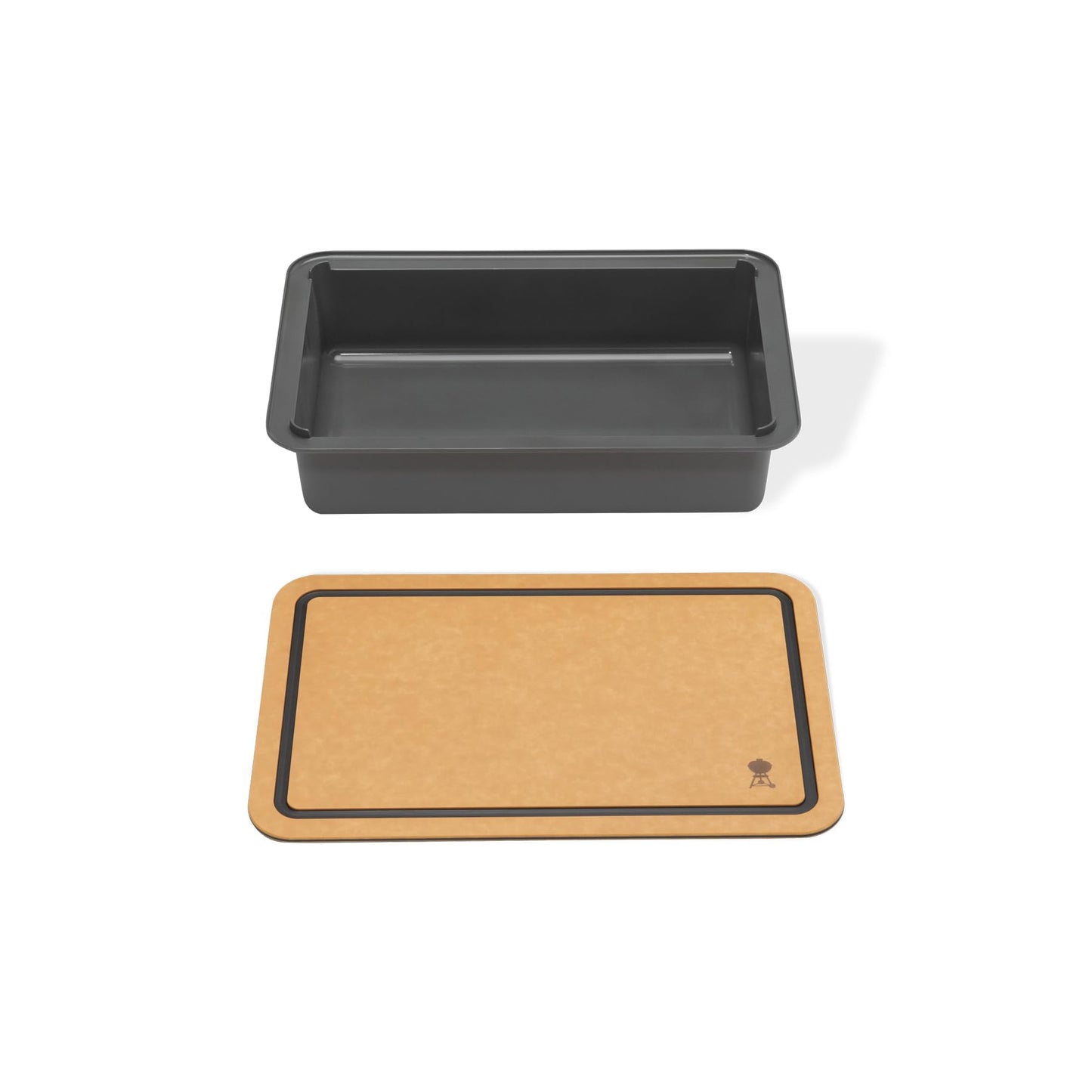Weber Works Cutting Board & Basin – Food‑Safe Grill Prep Station for Marinating, Storing & Transporting Food with Dual‑Sided Cutting Board Lid, Grill Accessory