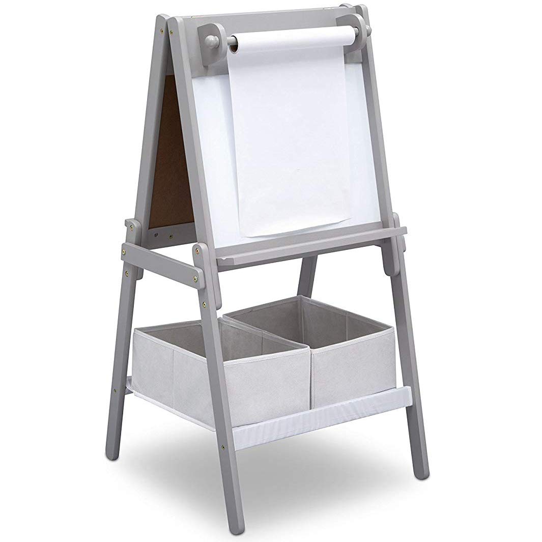 Delta Children My Size Double-Sided Storage Easel, Grey