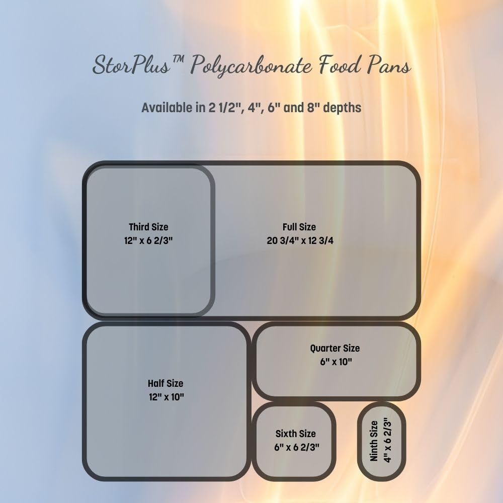 Carlisle FoodService Products Storplus Food Storage Container Food Pan, Chafing Pan for Catering, Buffets, Restaurants, Polycarbonate (Pc), 1/3 Size 6 Inches Deep, Clear, (Pack of 6)