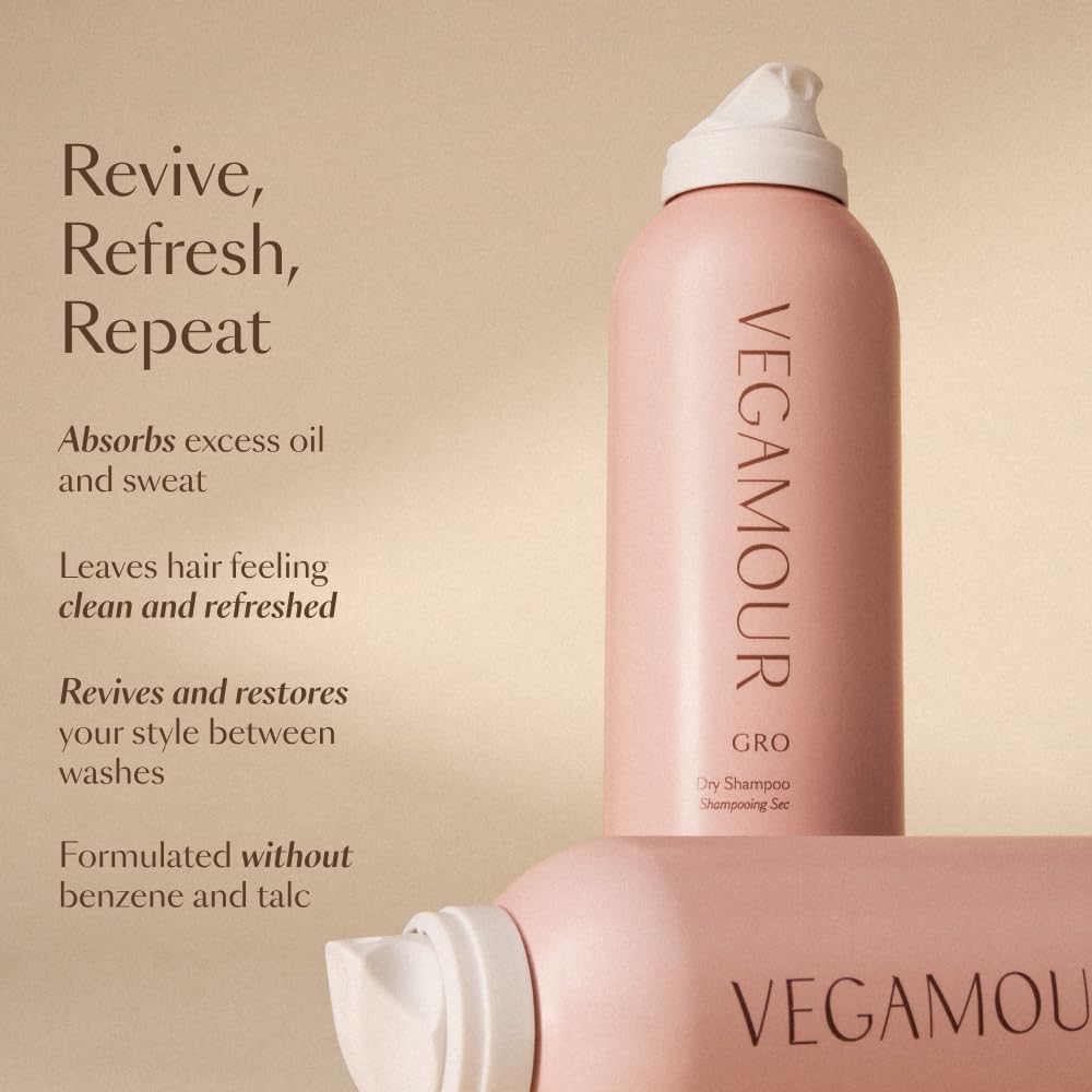 VEGAMOUR GRO Dry Shampoo, Volumizing Dry Shampoo Spray Formulated Without Benzene, Supports Thicker Fuller Looking Hair, Natural Citrus Scent (3.95 oz)