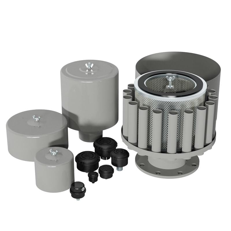 Solberg FS-19P-125™ Inlet Compressor Air Filter Silencer, 1-1/4" MPT Outlet, 6-5/8" Height, 6" Diameter, 70 SCFM, Made in the USA