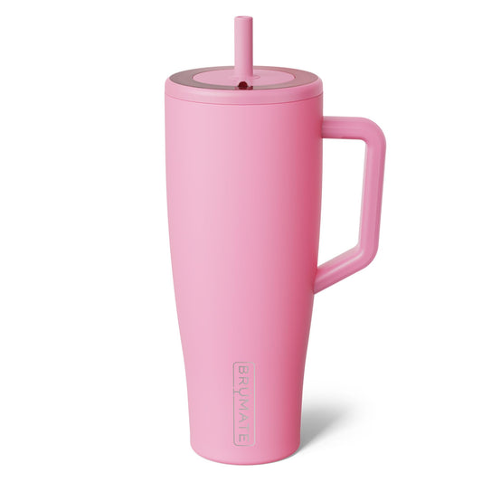 BrüMate Era 40 oz Tumbler with Handle and Straw | 100% Leakproof Insulated Water Bottle Tumbler with Lid and Flexible SoftSip Straw | Made of Stainless Steel | Cup Holder Friendly | 40oz (Primrose)