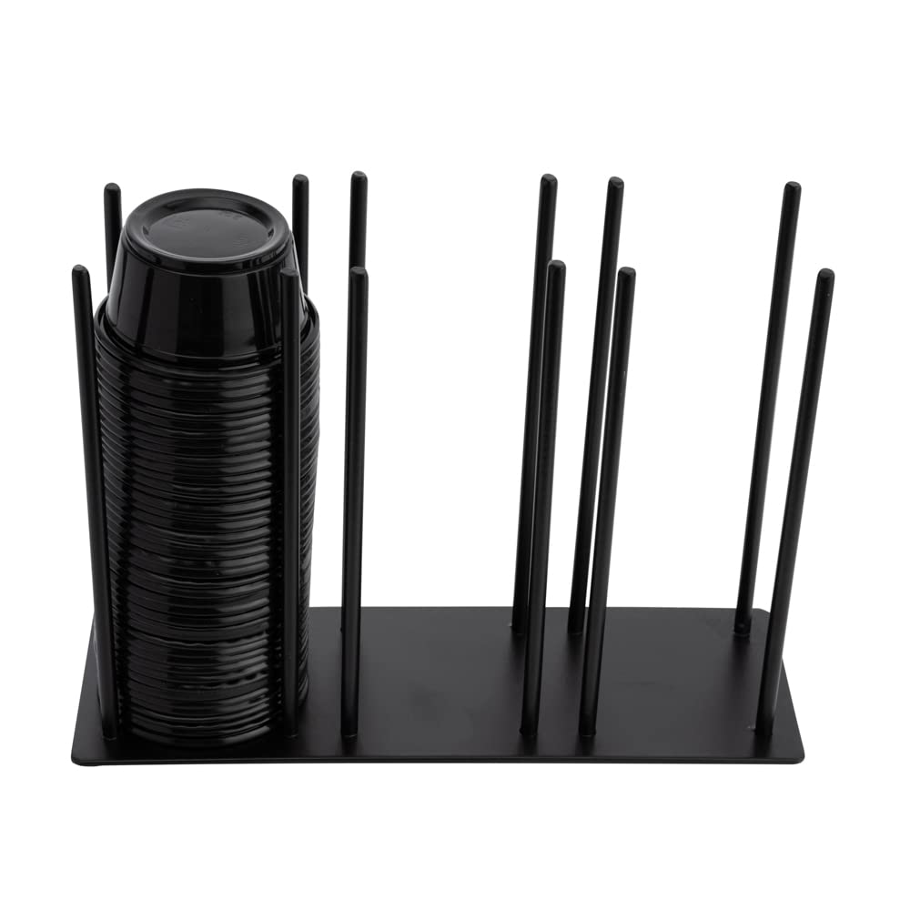 Restaurantware-Chef 101 8.25 x 3 x 6 Cup And Lid Organizer, 1 3-Section Cup And Lid Holder - Horizontal Design, Compact, Black Iron Dispenser, For Countertops And Storage
