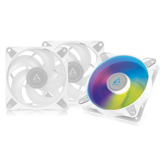 ARCTIC P12 PWM PST A-RGB (3 Pack) - PC Fans, 120mm PWM Case Fan Optimized for Static Pressure, Semi-Passive: 200–2000 RPM (0 RPM <5%), 5V 3 pin ARGB LED - White
