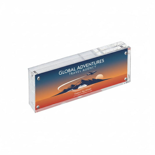 Azar Displays 104430 Clear Acrylic Magnetic Photo Frame Block 3" x 11" Vertical/Horizontal