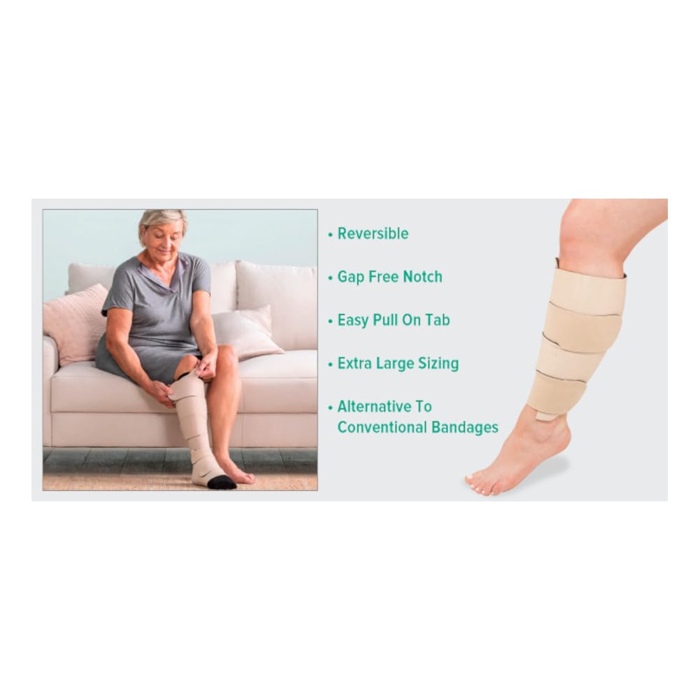 Juzo Reversible Versatile Support 30-60mmHg Calf Compression Wrap, Beige, 2XL Max Long