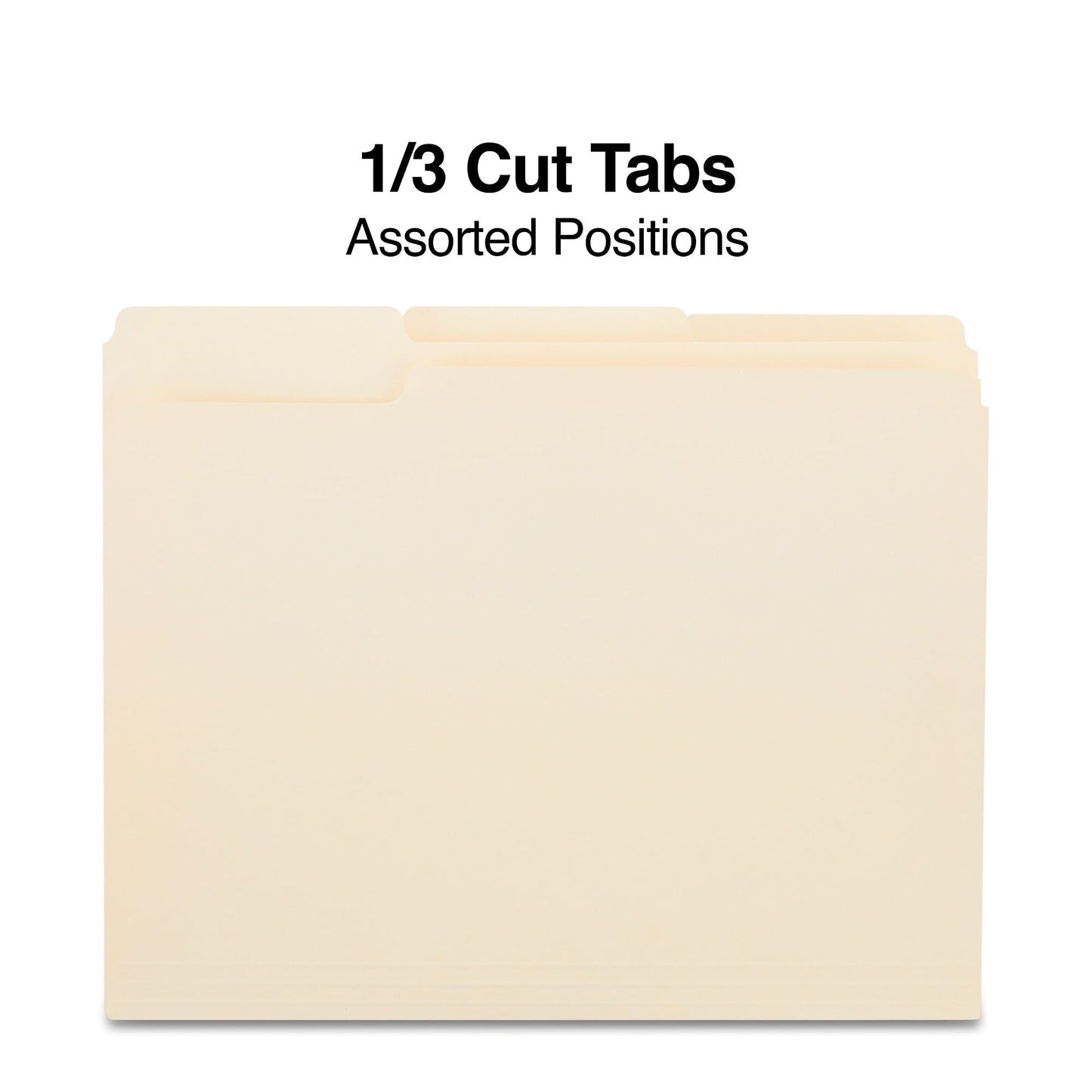 Staples File Folders, Letter Size, 1/3‑Cut Tabs, Manila, Durable Paper Stock, 500/Carton