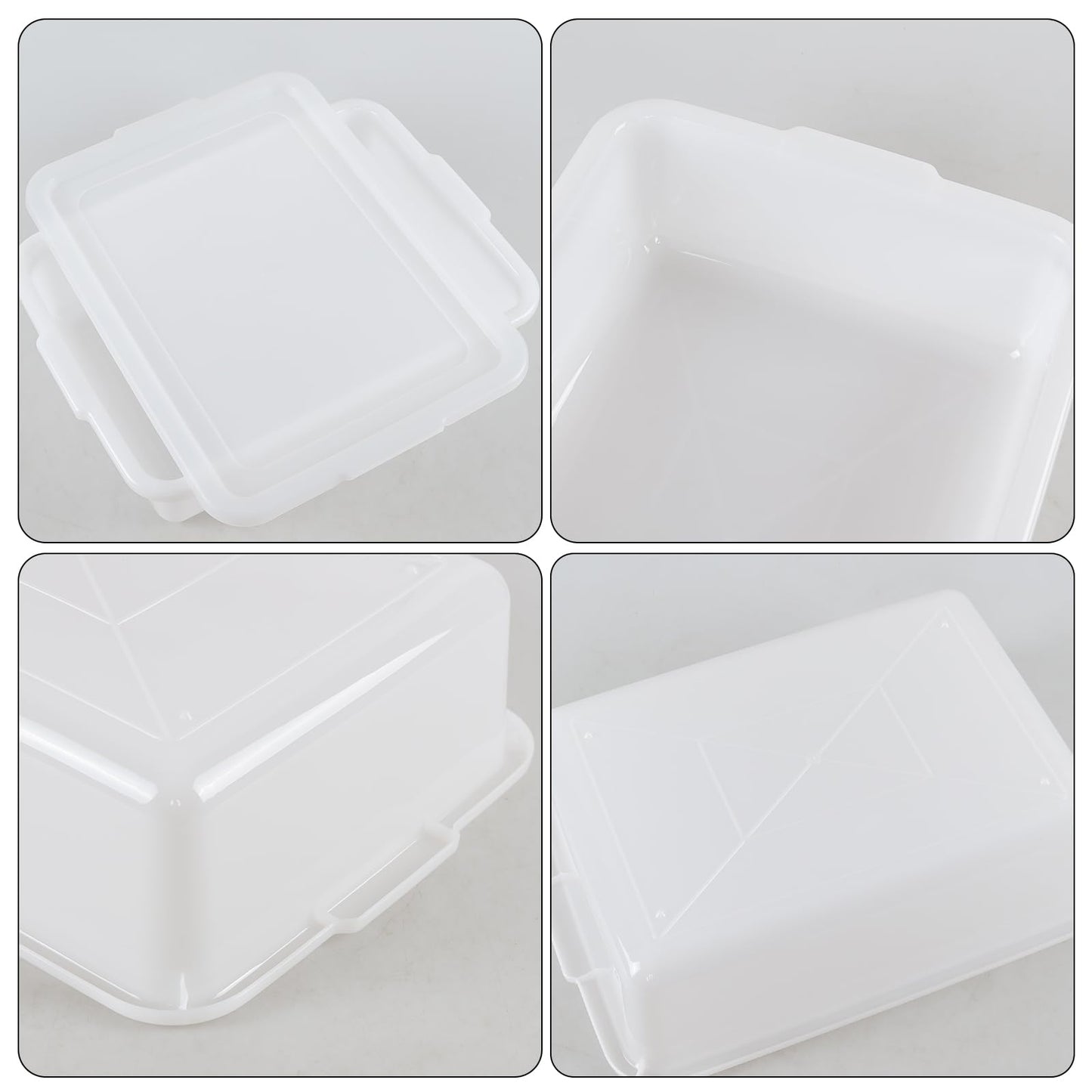 Guankan 13 L Commercial Bus Boxes with Lids, White Plastic Food Service Bus Tub, 3 Pack