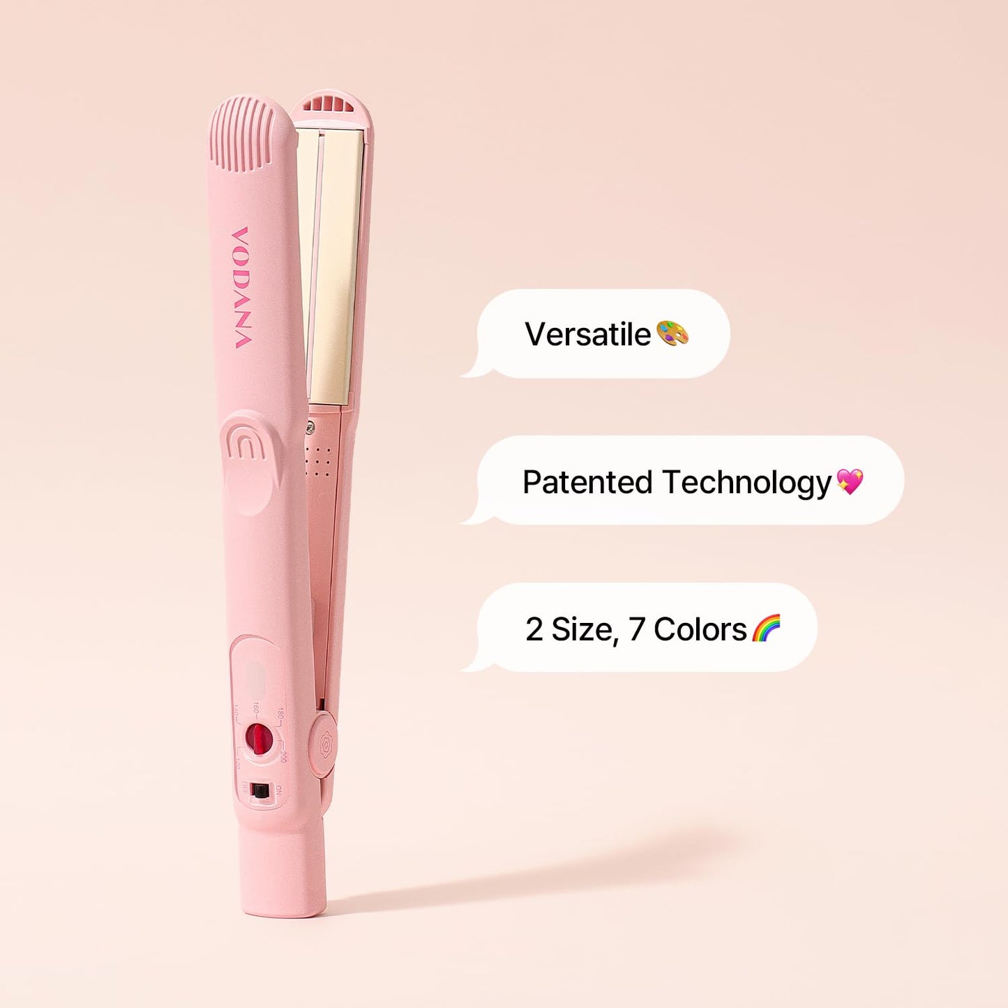 VODANA Professional Softbar Flat Iron - Ceramic Straightener with Patented Silicone Bar, Smooth & Quick Styling, Healthy Hair Solution, Dual Voltage for Worldwide Use (1 inch, Pink Vanilla)