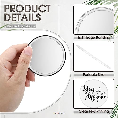 Kigley Mother's Day International Gifts for Women 2.8 Inch Inspirational Compact Mirror Round Portable Pocket Makeup Glass Mirror Purse Mini Small Mirror for Nurse Graduation(White Base,96 Pcs)
