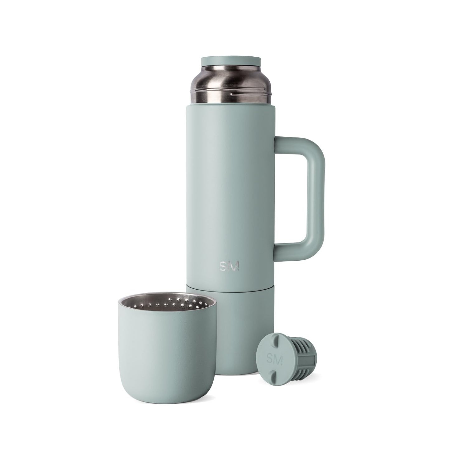 Simple Modern 36oz Insulated Hot Beverage Bottle with 2 Mugs | Travel Coffee Thermos for Hot Drinks | Twist and Pour Top | Commute, Travel, and Picnic Friendly | Roam Collection | Sea Glass Sage