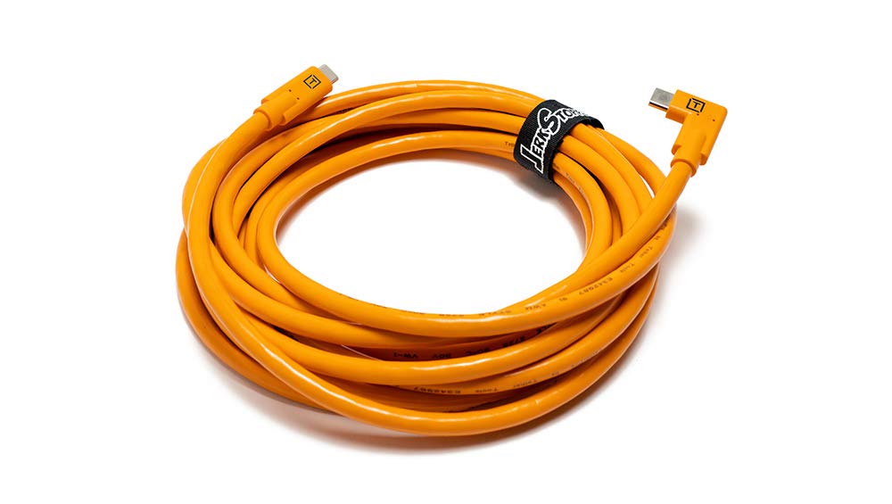 TetherPro USB-C to USB-C 5Gbps Gen 1, Right Angle, 15' (4.6m), High-Visibility Orange