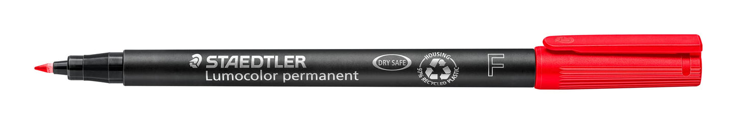 STAEDTLER 318-2 Lumocolor Universal Permanent Fine Pens - Red, Pack of 10 (318-2 VE)