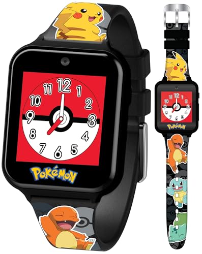 Accutime Kids Pokémon Pikachu Black Digital LED Quartz Wrist-Watch with Camera, Alarm, Timer, Stopwatch, and Games for Boys, Girls, and Toddlers