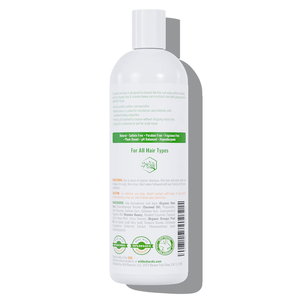 Wild Naturals Psoriasis Shampoo for Scalp Care & Relief – Hydrating Anti-Dandruff Shampoo for Itchy, Dry Scalp – Gentle Eczema Shampoo for Sensitive Skin