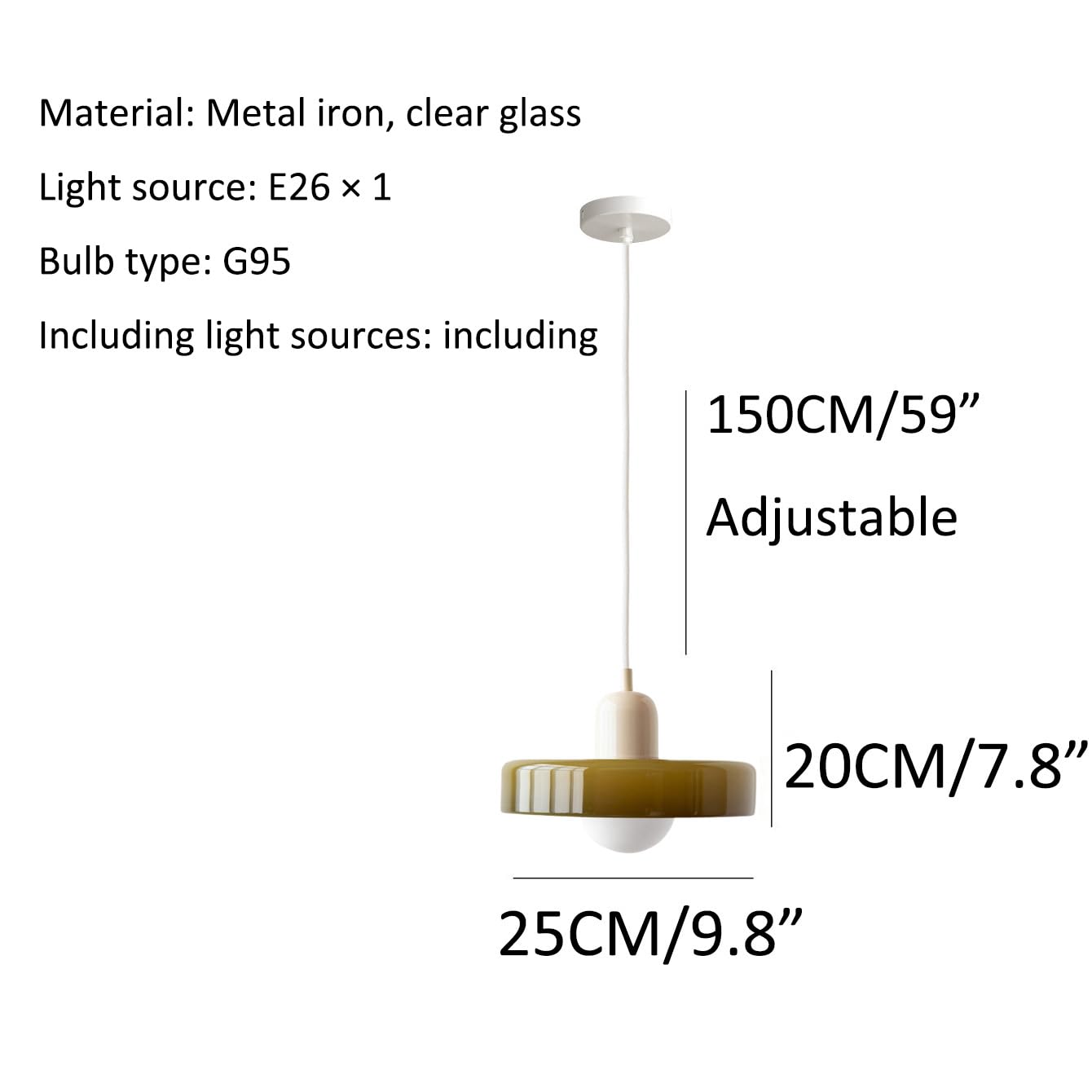 ACLBLK Mid Century Modern Pendant Light Orange Green Glass Hanging Light Nordic Large Single Lamp Vintage Farmhouse Dining Room Chandelier Over Table Kitchen Island Bedroom Hallway Restaurant