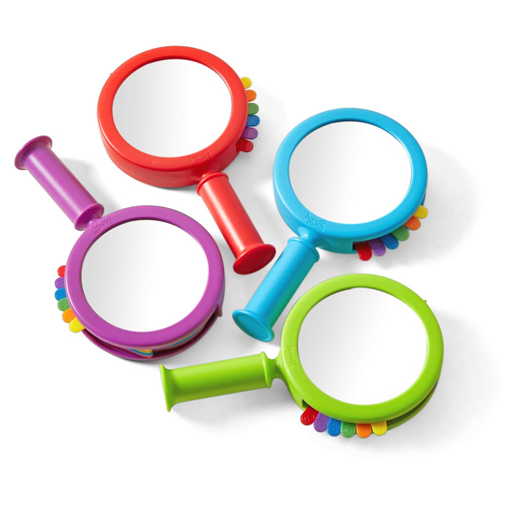 hand2mind See My Feelings Mirror, Social Emotional Learning Mirror, Sensory Toys for Toddler Learning, Anxiety Relief for Kids, Mindfulness for Kids, Kindergarten Homeschool Supplies (Pack of 4)