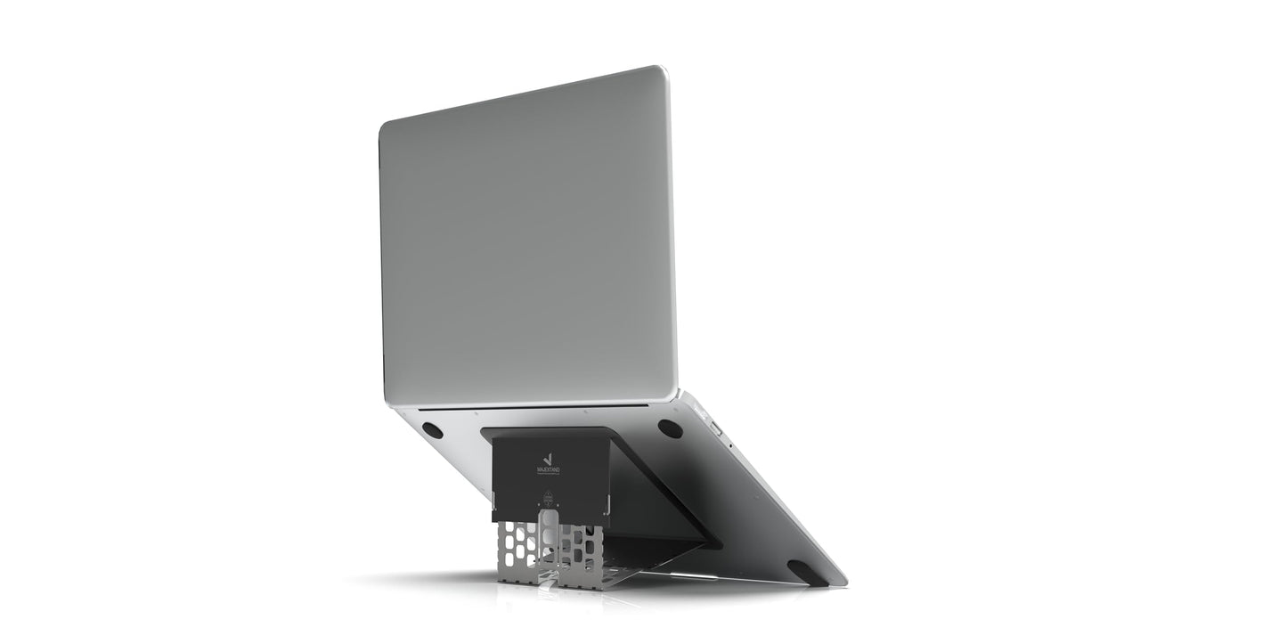 MAJEXTAND Paper-Thin Stand for MacBook, Laptop Riser, Slim Portable Ergonomic Ventilated Stand, 6 Adjustable Heights from 2.1" to 3.6", Compatible with Laptops Up to 18”, US Patented (Black)