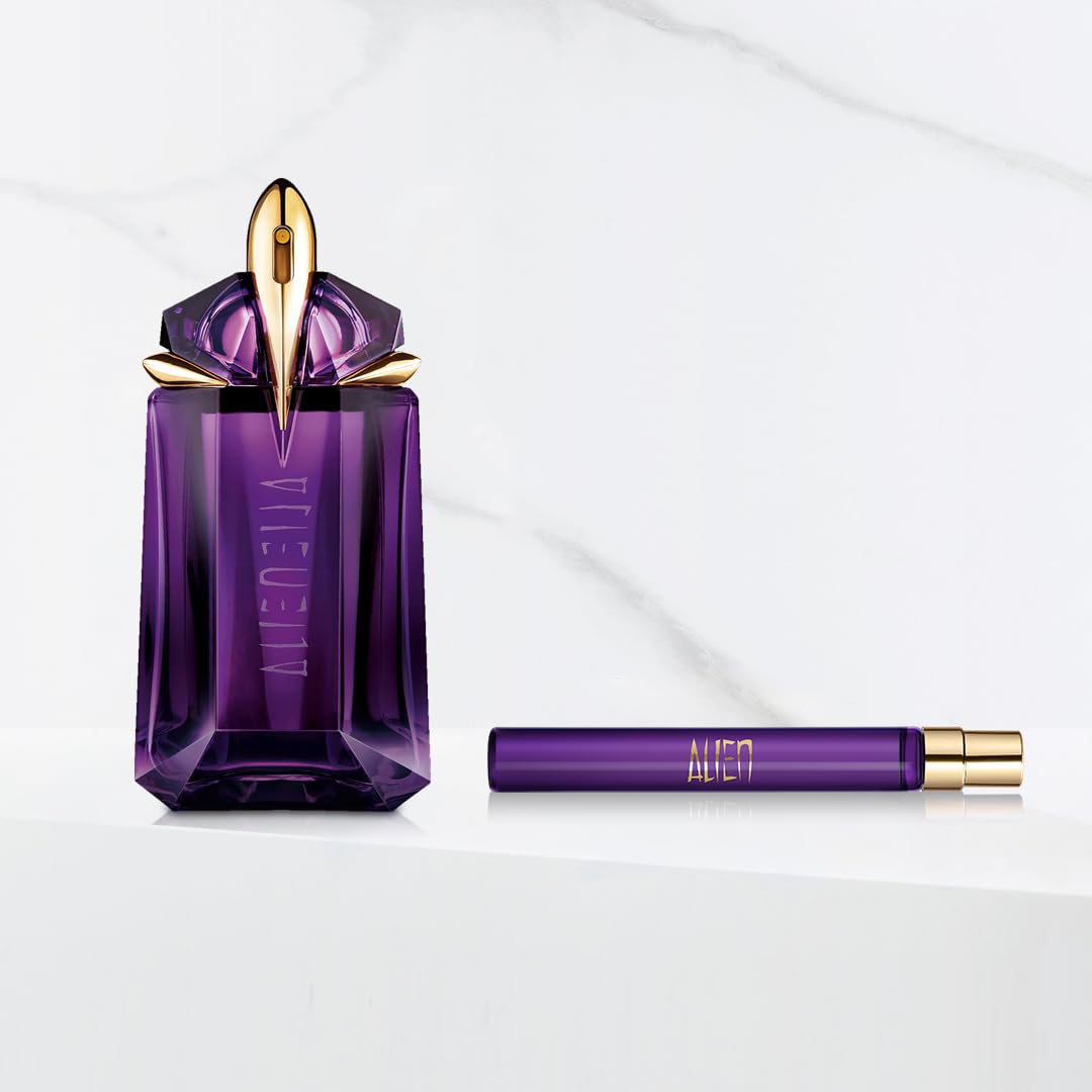 Mugler Alien - Eau de Parfum - Women's Perfume - Floral & Woody - With Jasmine, Wood, and Amber - Long Lasting Fragrance - Travel Size - 0.33 Fl Oz