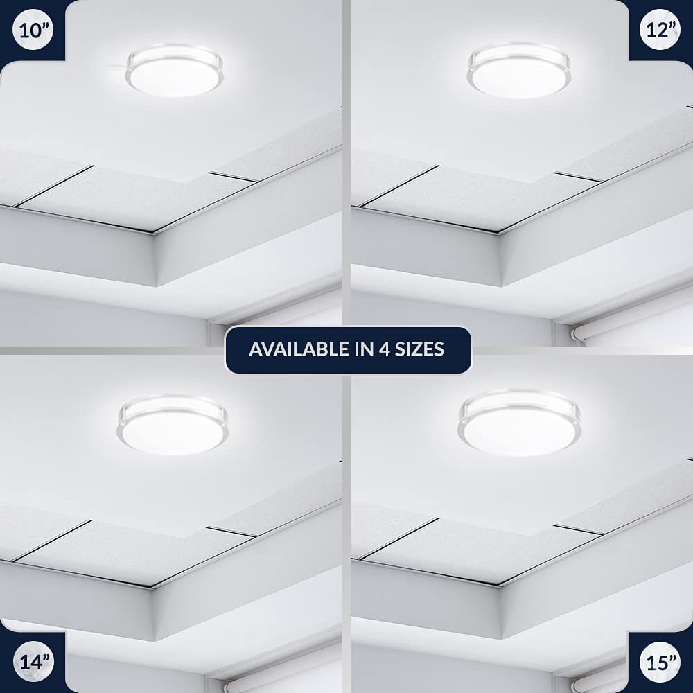 Lunabode LED Dimmable LED Light, Double Ring, Hallway Light Fixtures Ceiling, Bedroom Lights, Closet Lights, Kitchen Lights, 22W (100W Eq), 1800lm, 5CCT, Brushed Nickel, ETL (14", 5 CCT)