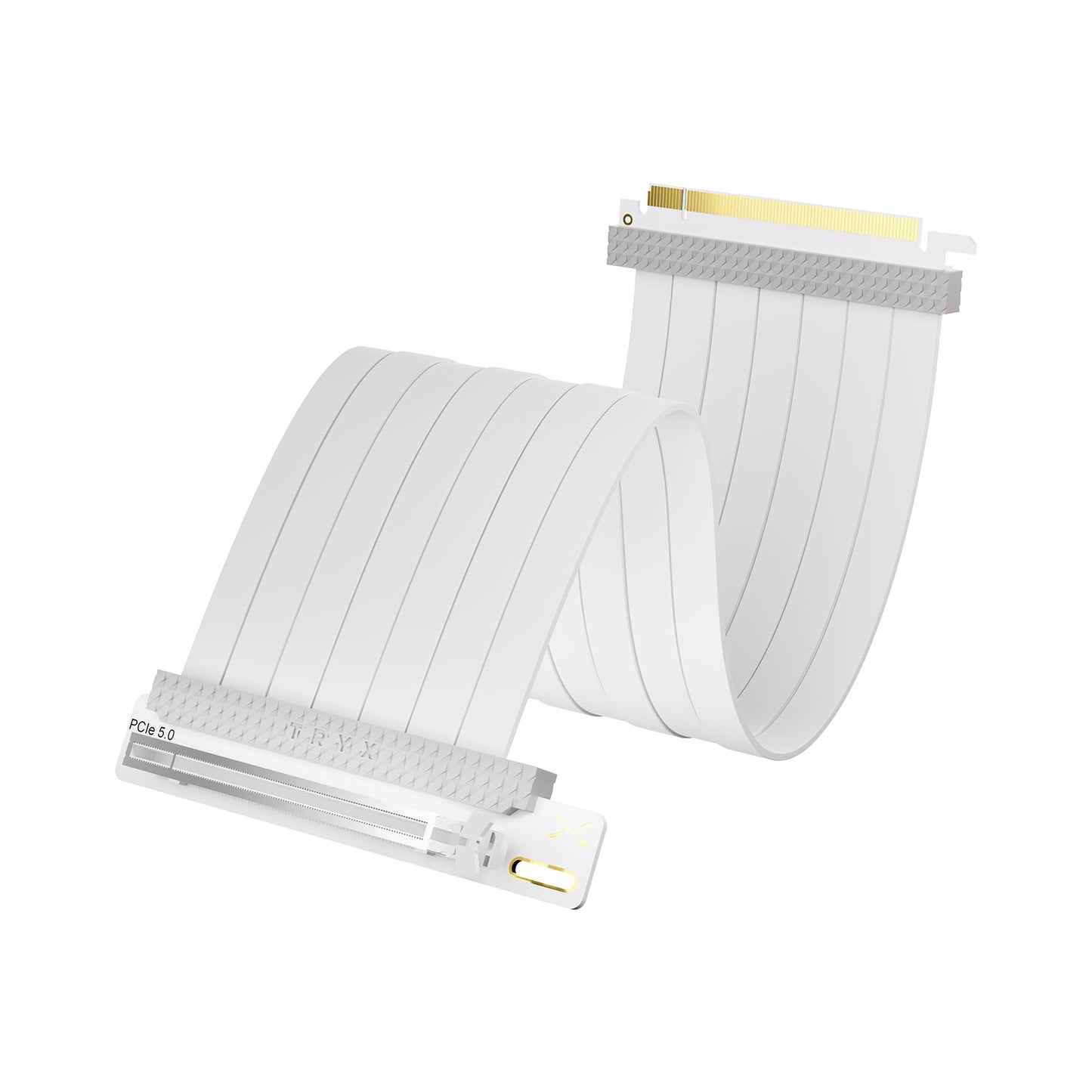 TRYX String PCIE 5.0 x 16 White Riser Cable 200mm 128GB/s Vertical Graphic Card/GPU Mount Flexible PCIE 4.0 Support Near-Zero Signal Loss with EMI Shield for RTX 4090/5070/5080/5090RX 9070XT/7900XT