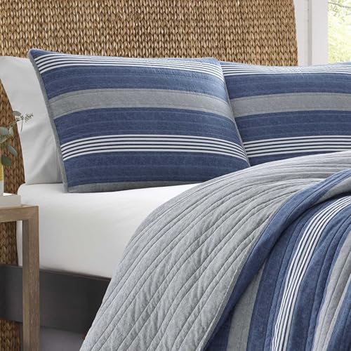 Nautica - Queen Quilt Set, Cotton Reversible Bedding with Matching Shams, Home Decor for All Seasons (Saltmarsh Blue, Queen)